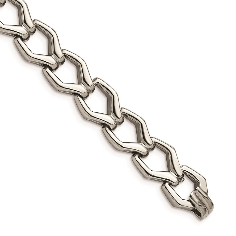 Chisel Brand Jewelry, Stainless Steel Polished Fancy Link 8.5" Bracelet