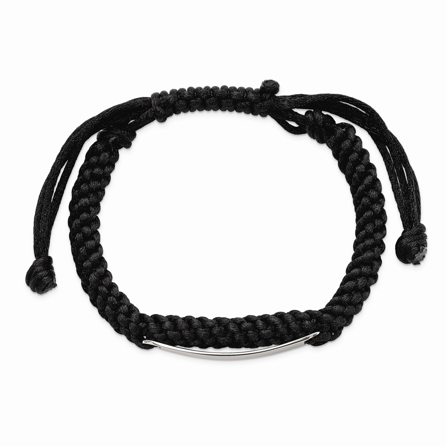 Chisel Brand Jewelry, Stainless Steel Black Fabric with ID Plate Adjustable Bracelet