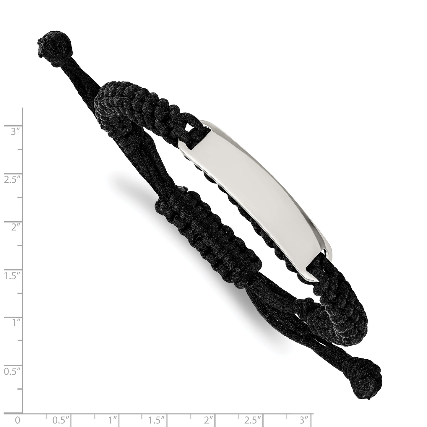 Chisel Brand Jewelry, Stainless Steel Black Fabric with ID Plate Adjustable Bracelet