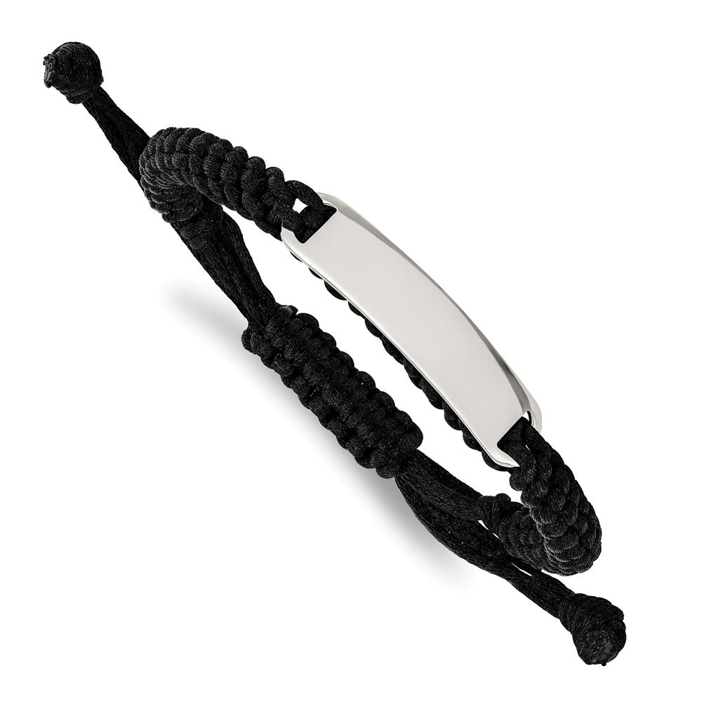 Chisel Brand Jewelry, Stainless Steel Black Fabric with ID Plate Adjustable Bracelet