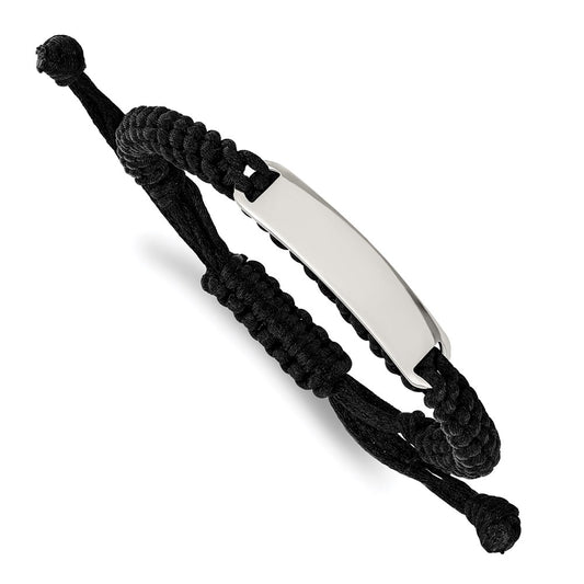 Chisel Brand Jewelry, Stainless Steel Black Fabric with ID Plate Adjustable Bracelet