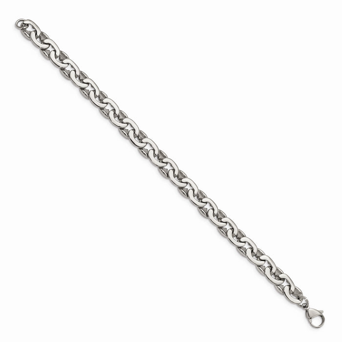 Chisel Brand Jewelry, Stainless Steel Polished Ovals 8.25in Bracelet