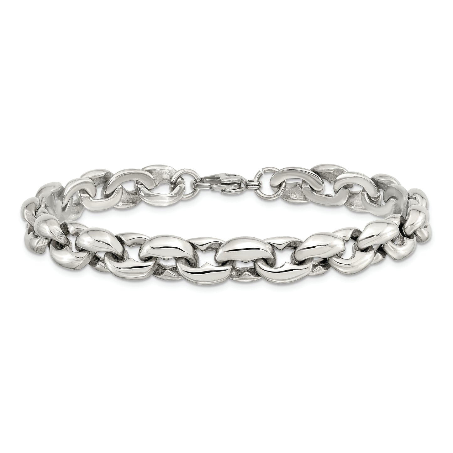 Chisel Brand Jewelry, Stainless Steel Polished Ovals 8.25in Bracelet