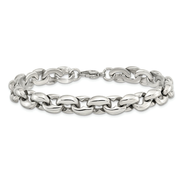 Chisel Brand Jewelry, Stainless Steel Polished Ovals 8.25in Bracelet