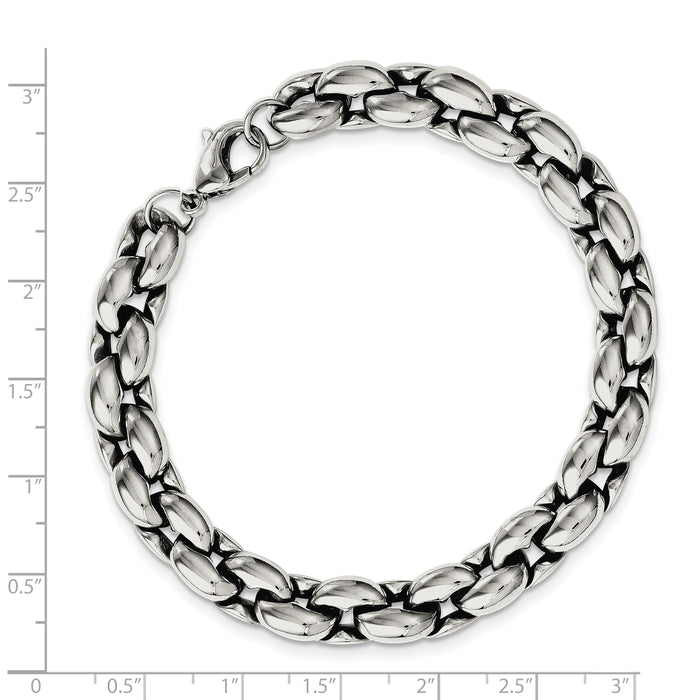 Chisel Brand Jewelry, Stainless Steel Polished Ovals 8.25in Bracelet