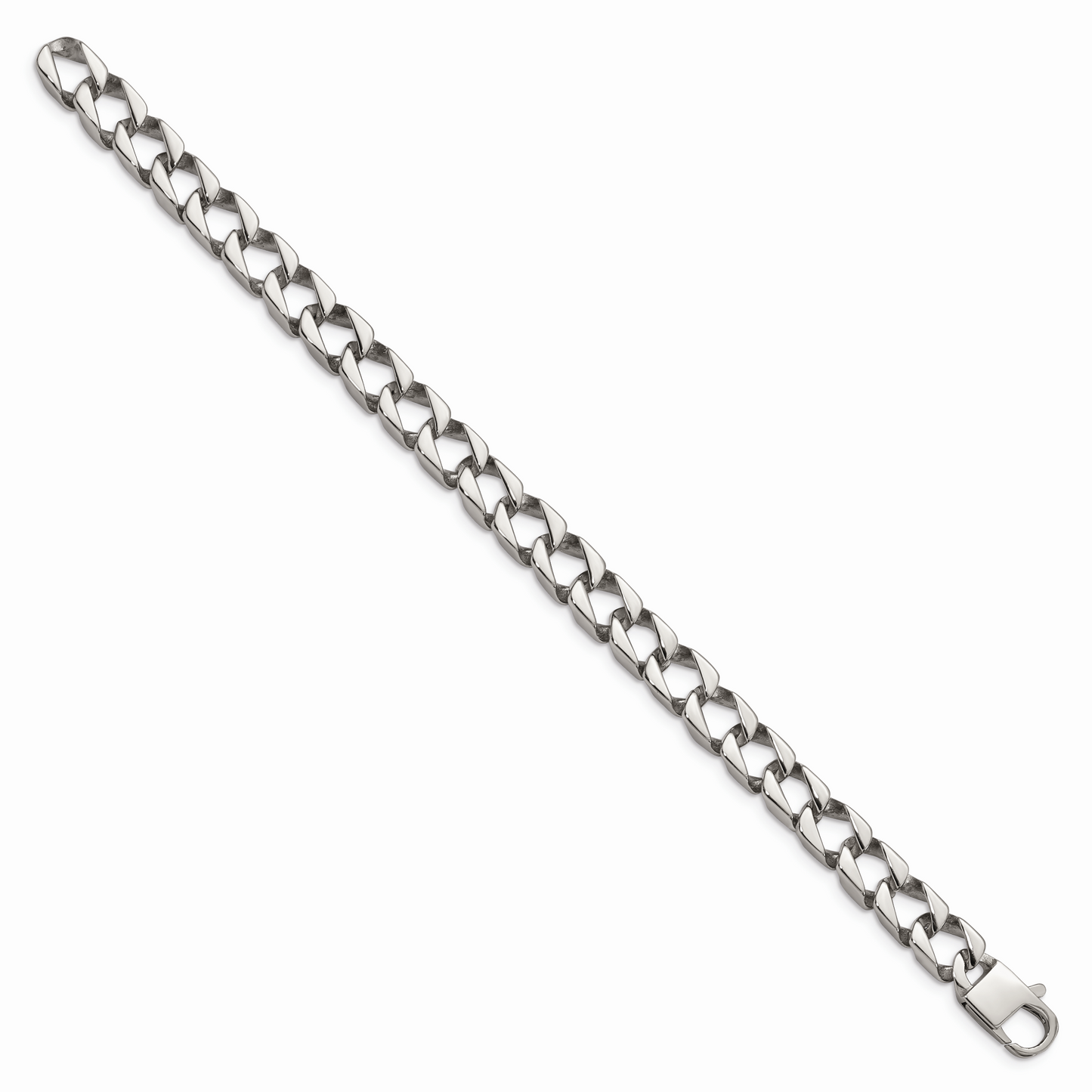 Chisel Brand Jewelry, Stainless Steel Polished Square Link 8.5in Bracelet