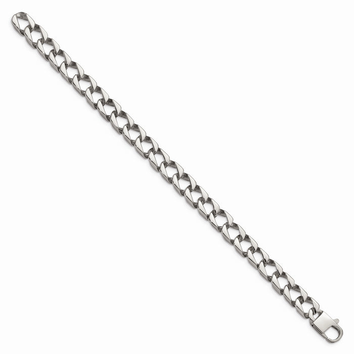 Chisel Brand Jewelry, Stainless Steel Polished Square Link 8.5in Bracelet