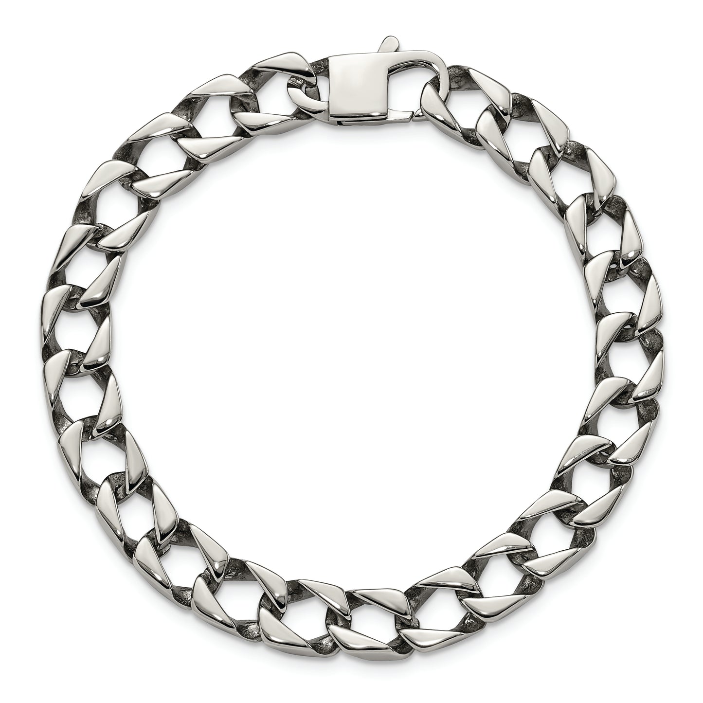 Chisel Brand Jewelry, Stainless Steel Polished Square Link 8.5in Bracelet