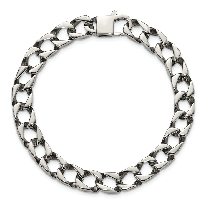 Chisel Brand Jewelry, Stainless Steel Polished Square Link 8.5in Bracelet