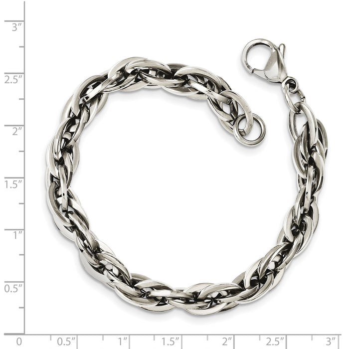 Chisel Brand Jewelry, Stainless Steel Oval Links 8in Bracelet