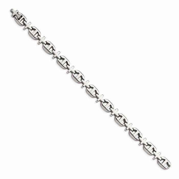 Chisel Brand Jewelry, Stainless Steel Polished Fancy 8.5in Bracelet