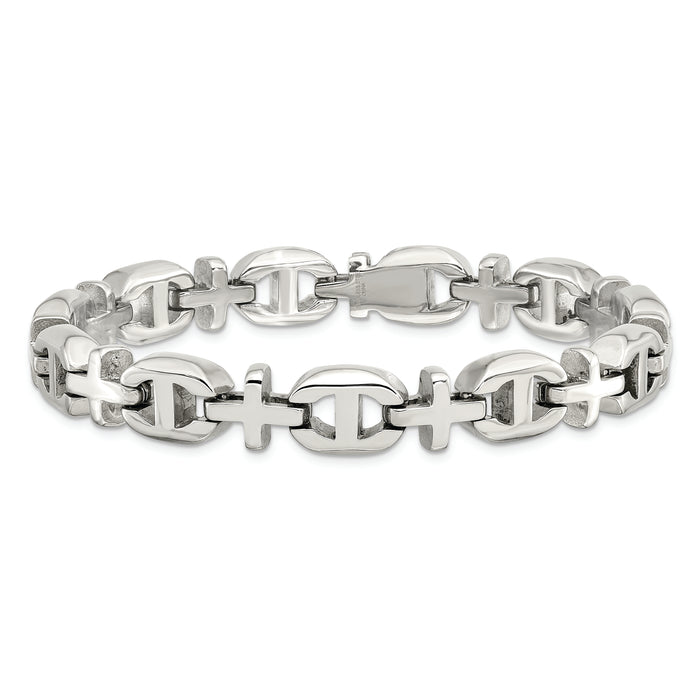 Chisel Brand Jewelry, Stainless Steel Polished Fancy 8.5in Bracelet