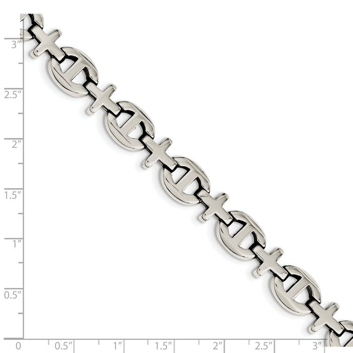 Chisel Brand Jewelry, Stainless Steel Polished Fancy 8.5in Bracelet