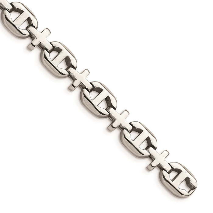 Chisel Brand Jewelry, Stainless Steel Polished Fancy 8.5in Bracelet