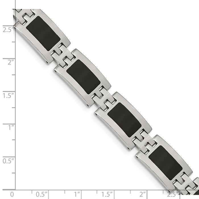 Chisel Brand Jewelry, Stainless Steel Black Enamel 9in Men's Bracelet