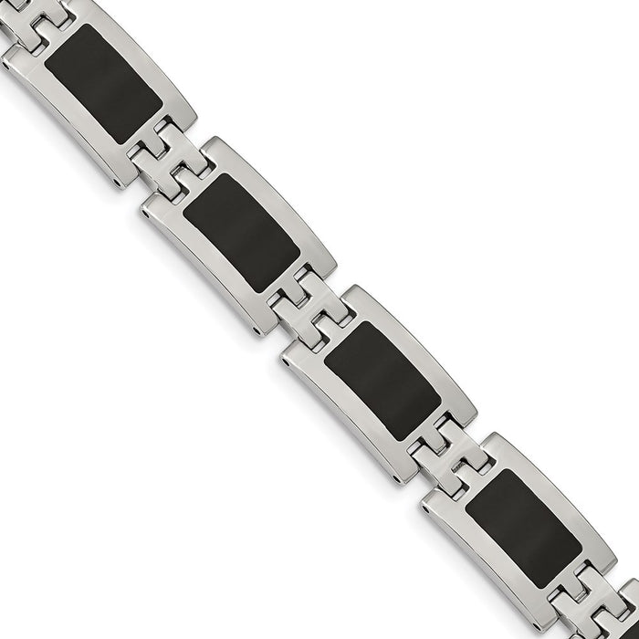 Chisel Brand Jewelry, Stainless Steel Black Enamel 9in Men's Bracelet