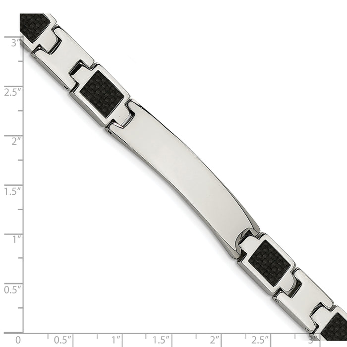 Chisel Brand Jewelry, Stainless Steel Polished Black Carbon Fiber Inlay 8.5in Men's Bracelet