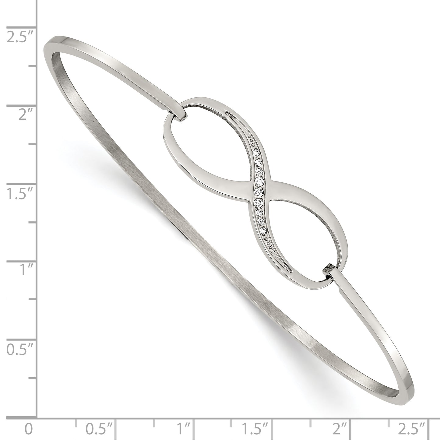 Chisel Brand Jewelry, Stainless Steel Infinity Polished CZ Bangle