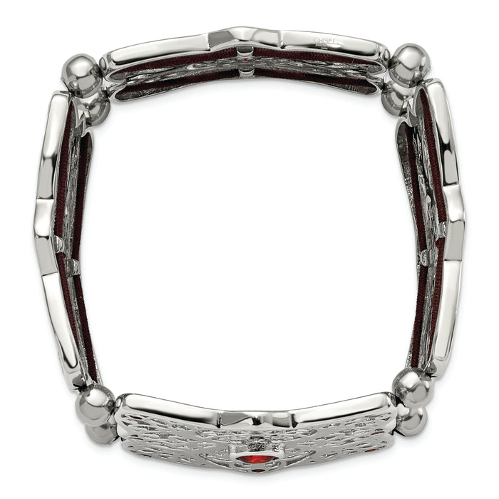 Chisel Brand Jewelry, Stainless Steel Red CZ Stretch Bracelet