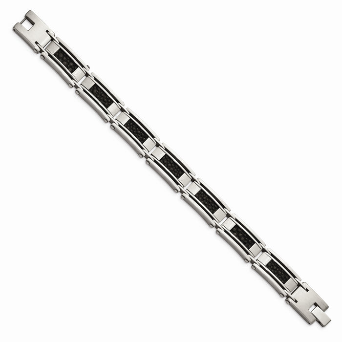 Chisel Brand Jewelry, Stainless Steel Leather Brushed/Polished Men's Bracelet