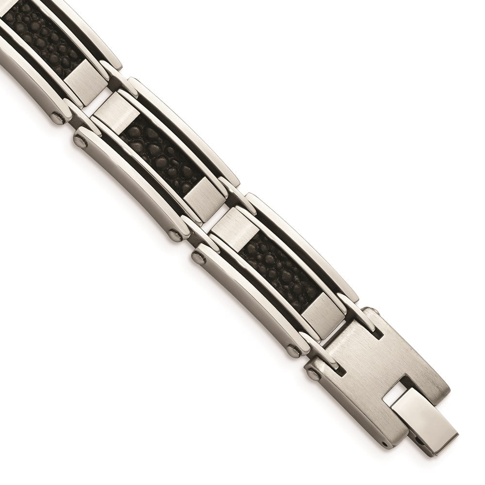 Chisel Brand Jewelry, Stainless Steel Leather Brushed/Polished Men's Bracelet