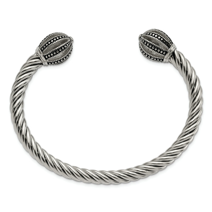 Chisel Brand Jewelry, Stainless Steel Antiqued Twisted Cuff Bracelet