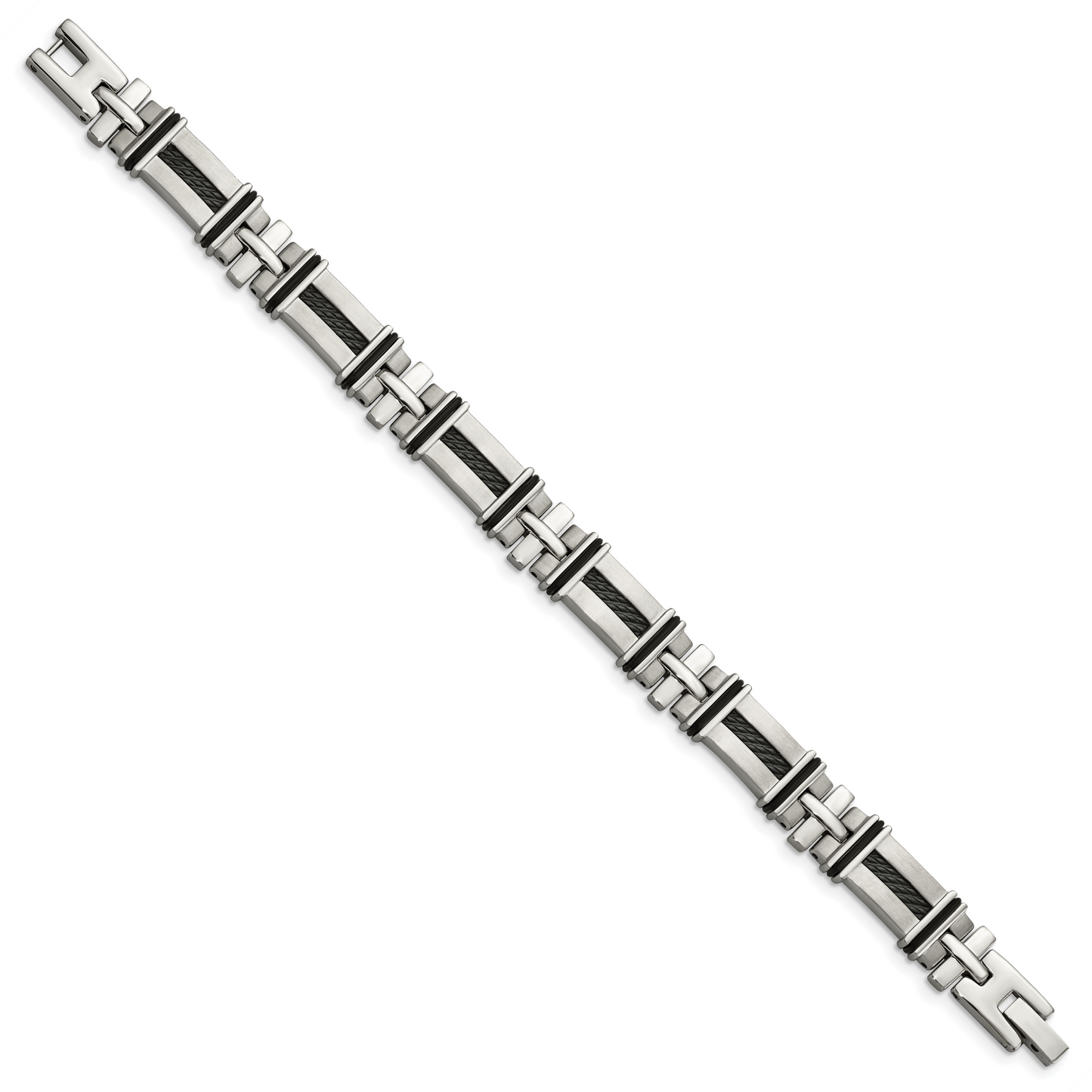 Chisel Brand Jewelry, Stainless Steel Black Rubber and Black-plated 8in Men's Bracelet