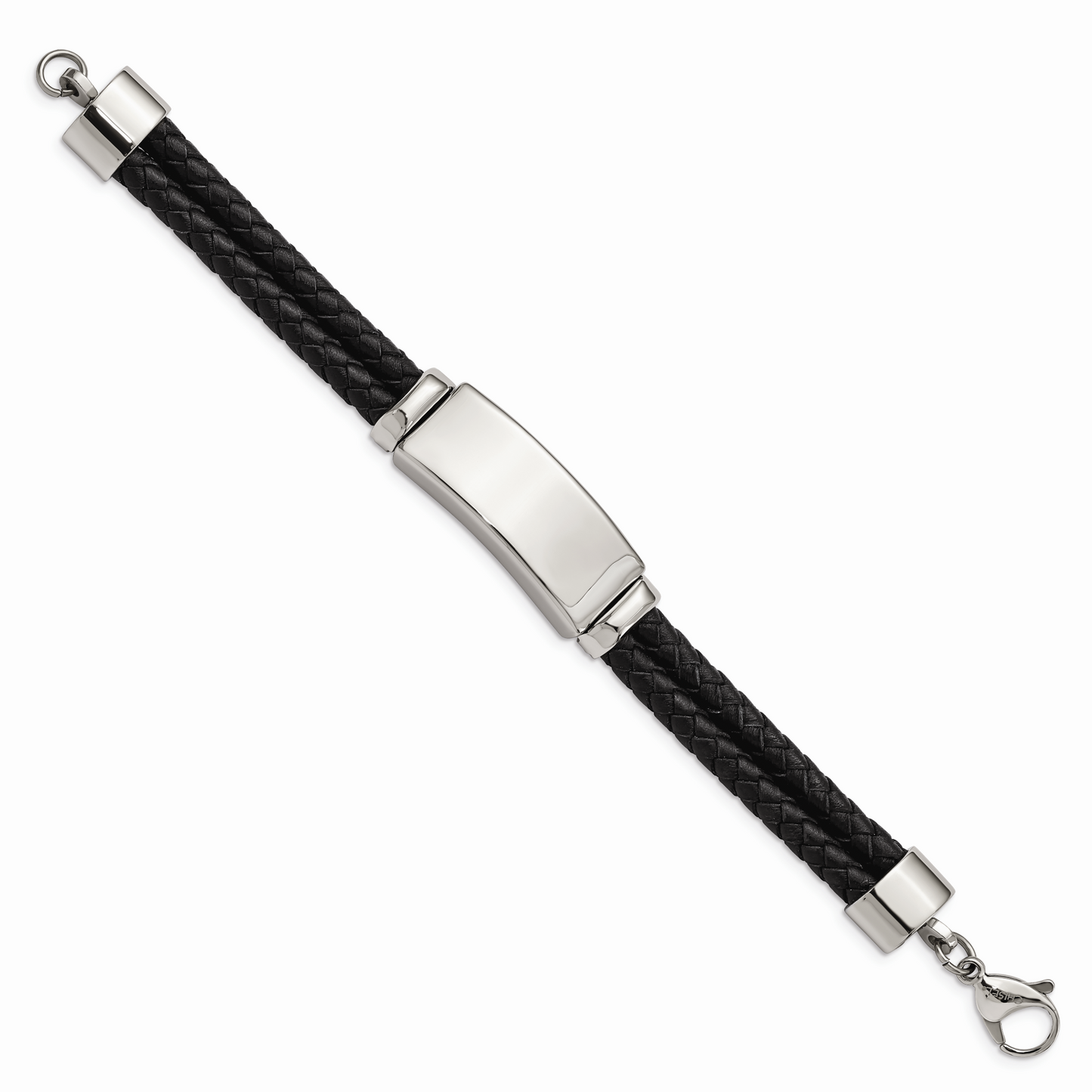 Chisel Brand Jewelry, Stainless Steel Polished Leather Men's Bracelet