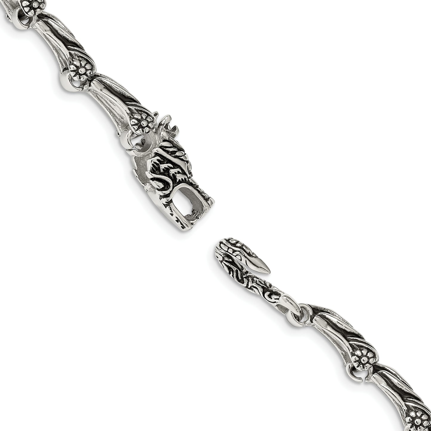 Chisel Brand Jewelry, Stainless Steel Antiqued Dragon 8.75in Men's Bracelet