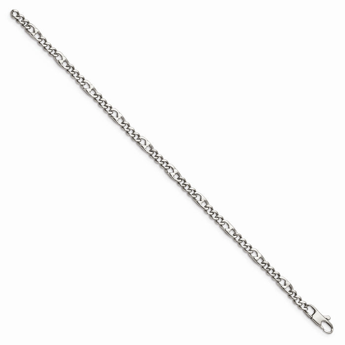 Chisel Brand Jewelry, Stainless Steel Polished 4mm Figaro Men's Bracelet