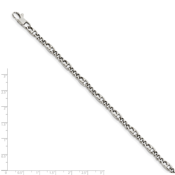 Chisel Brand Jewelry, Stainless Steel Polished 4mm Figaro Men's Bracelet