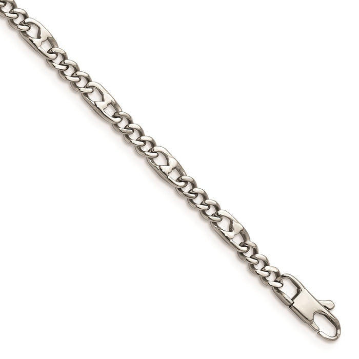 Chisel Brand Jewelry, Stainless Steel Polished 4mm Figaro Men's Bracelet