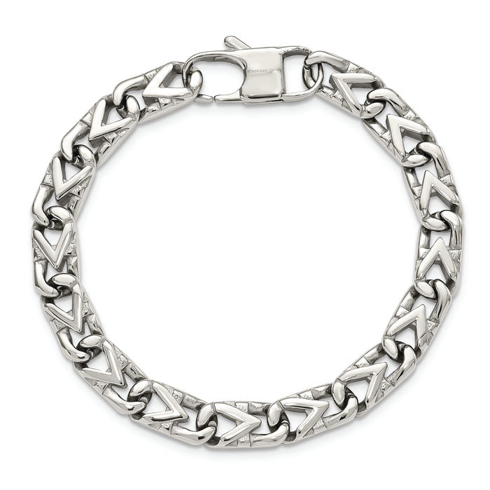 Chisel Brand Jewelry, Stainless Steel Polished 8mm Men's Bracelet