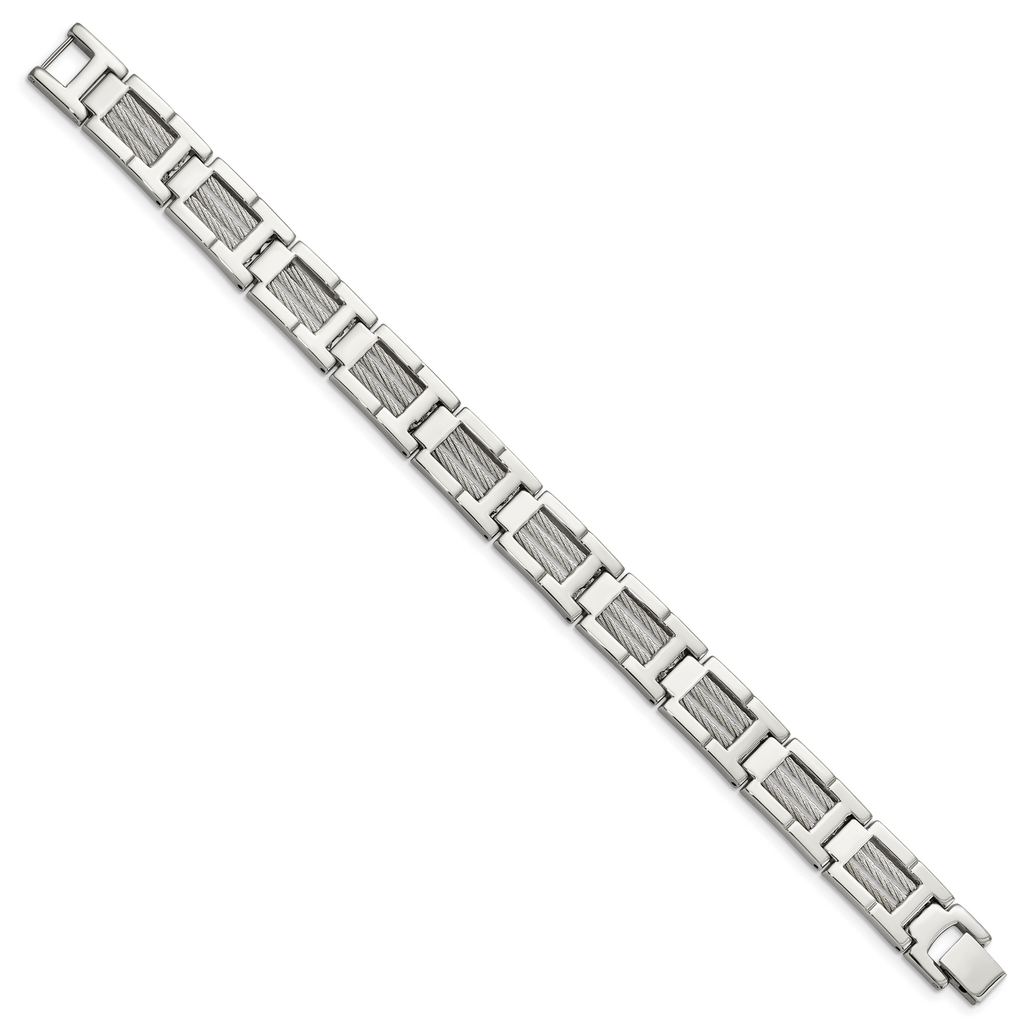 Chisel Brand Jewelry, Stainless Steel Wire Brushed & Polished 8.5in Men's Bracelet