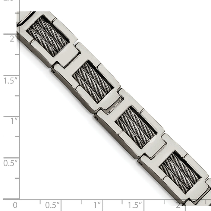 Chisel Brand Jewelry, Stainless Steel Wire Brushed & Polished 8.5in Men's Bracelet