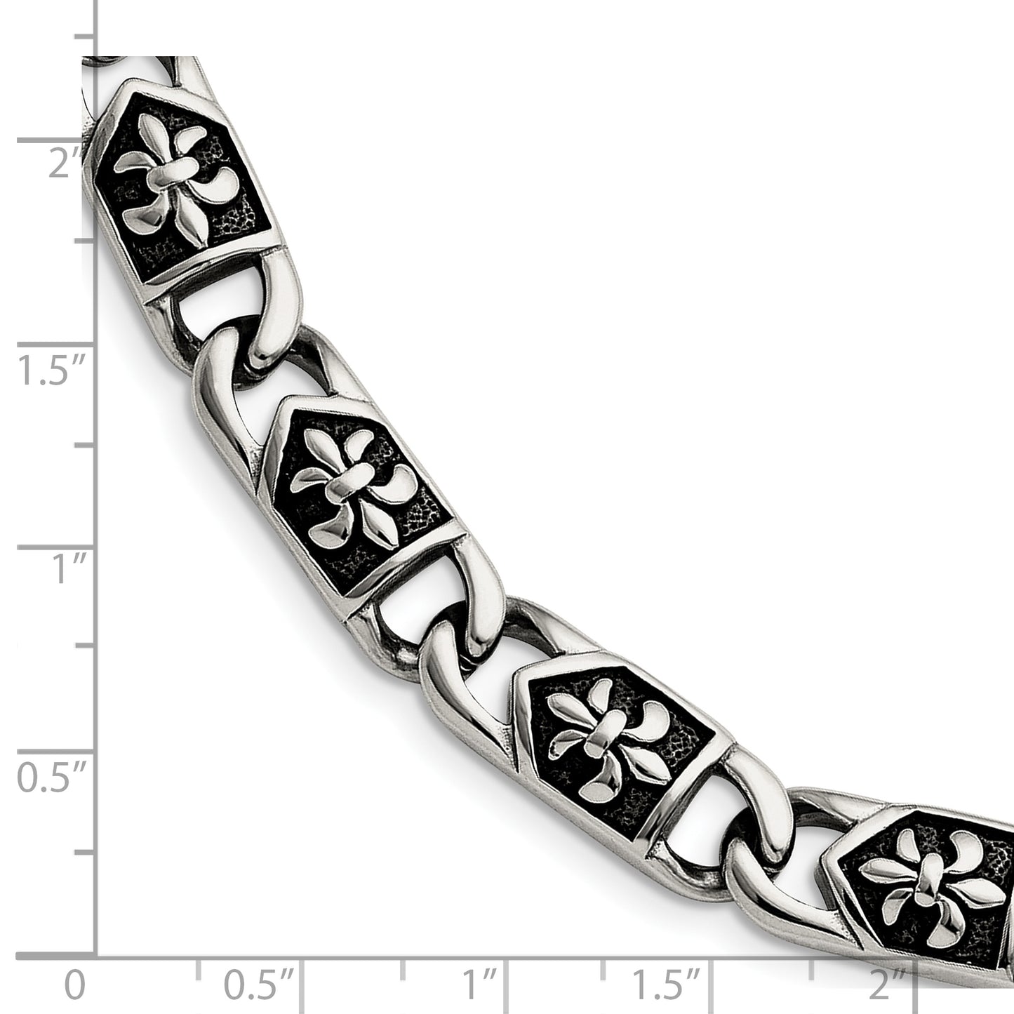 Chisel Brand Jewelry, Stainless Steel Polished/Antiqued Fleur de Lis Men's Bracelet