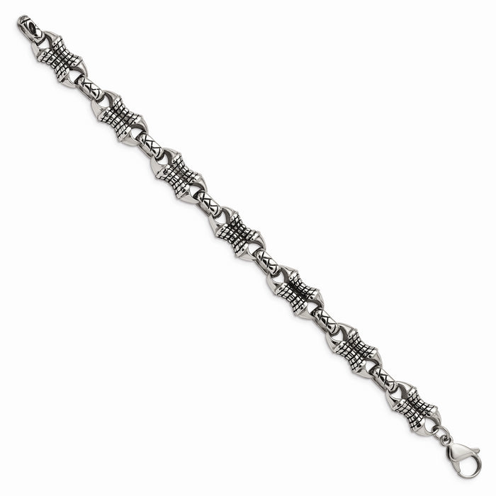 Chisel Brand Jewelry, Stainless Steel Antiqued Patterned Men's Bracelet