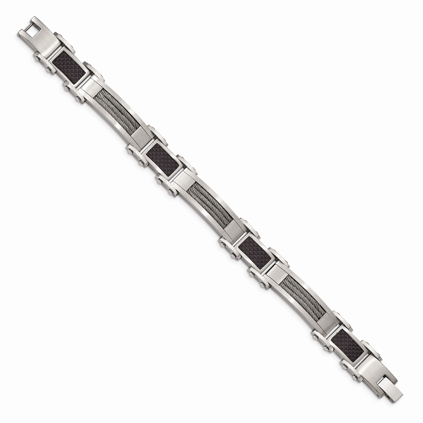 Chisel Brand Jewelry, Stainless Steel Black Carbon Fiber Inlay 8.5in Men's Bracelet