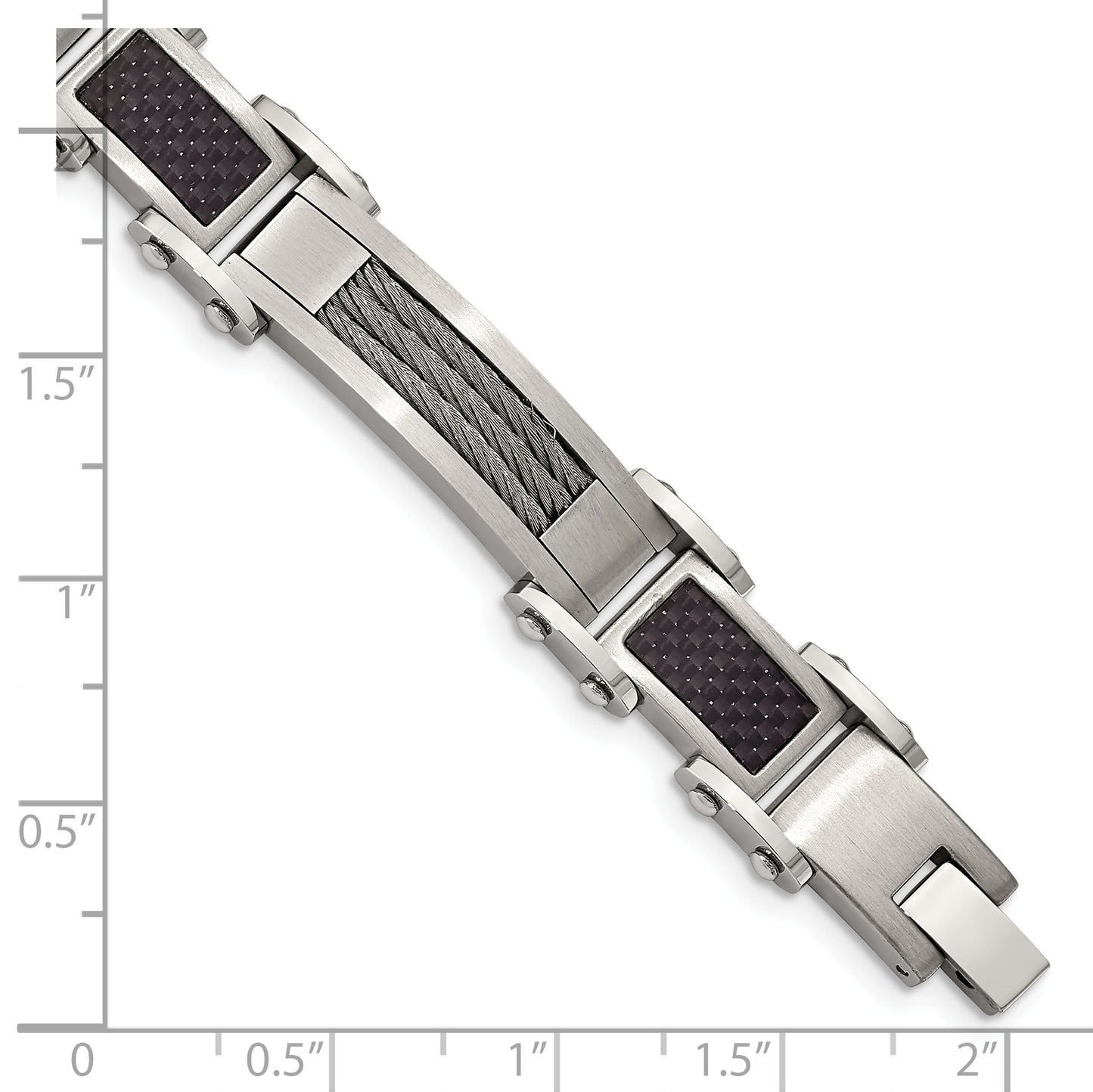 Chisel Brand Jewelry, Stainless Steel Black Carbon Fiber Inlay 8.5in Men's Bracelet