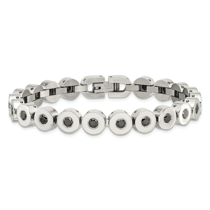 Chisel Brand Jewelry, Stainless Steel Polished Black CZ Bracelet