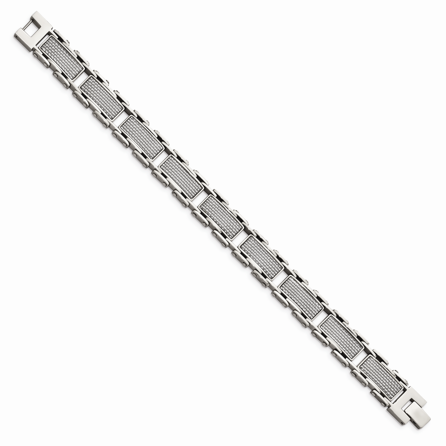 Chisel Brand Jewelry, Stainless Steel Grey Carbon Fiber Inlay Polished Men's Bracelet