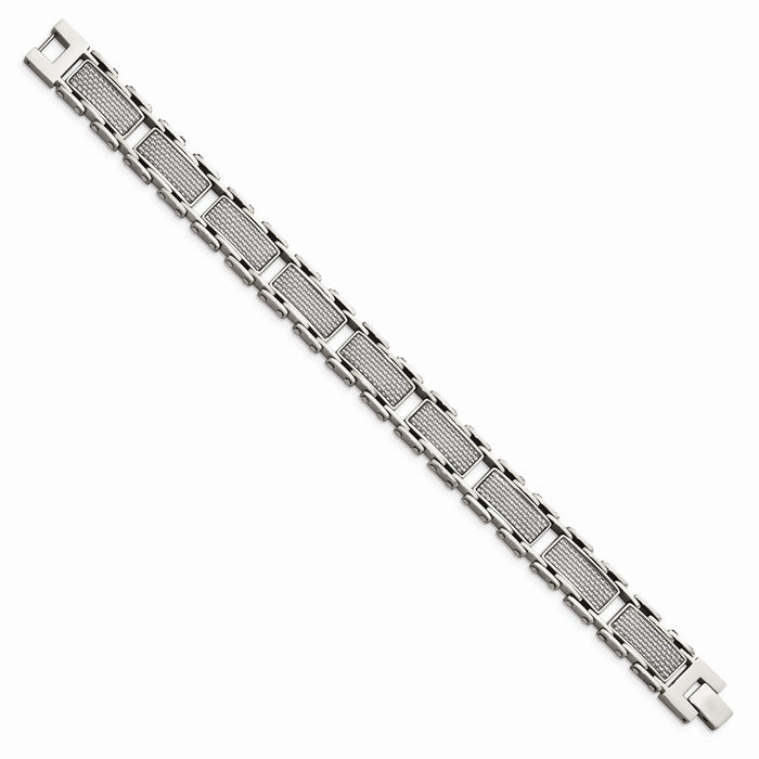 Chisel Brand Jewelry, Stainless Steel Grey Carbon Fiber Inlay Polished Men's Bracelet