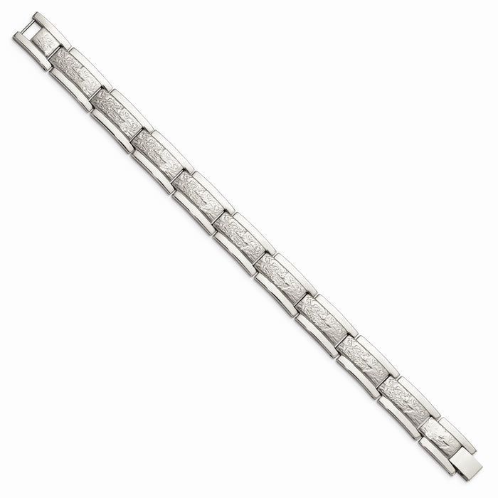 Chisel Brand Jewelry, Stainless Steel Polished and Textured Men's Bracelet