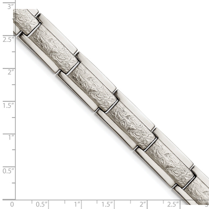 Chisel Brand Jewelry, Stainless Steel Polished and Textured Men's Bracelet