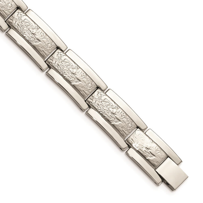 Chisel Brand Jewelry, Stainless Steel Polished and Textured Men's Bracelet