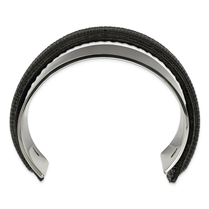Chisel Brand Jewelry, Stainless Steel Polished with Leather Cuff Bangle