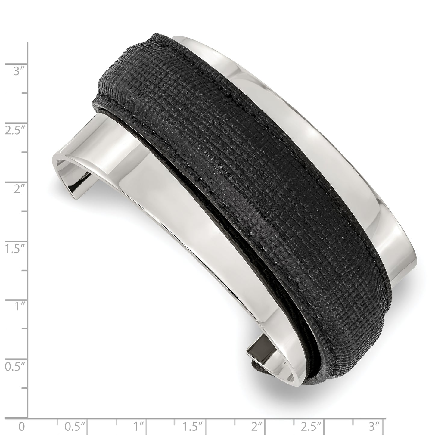 Chisel Brand Jewelry, Stainless Steel Polished with Leather Cuff Bangle