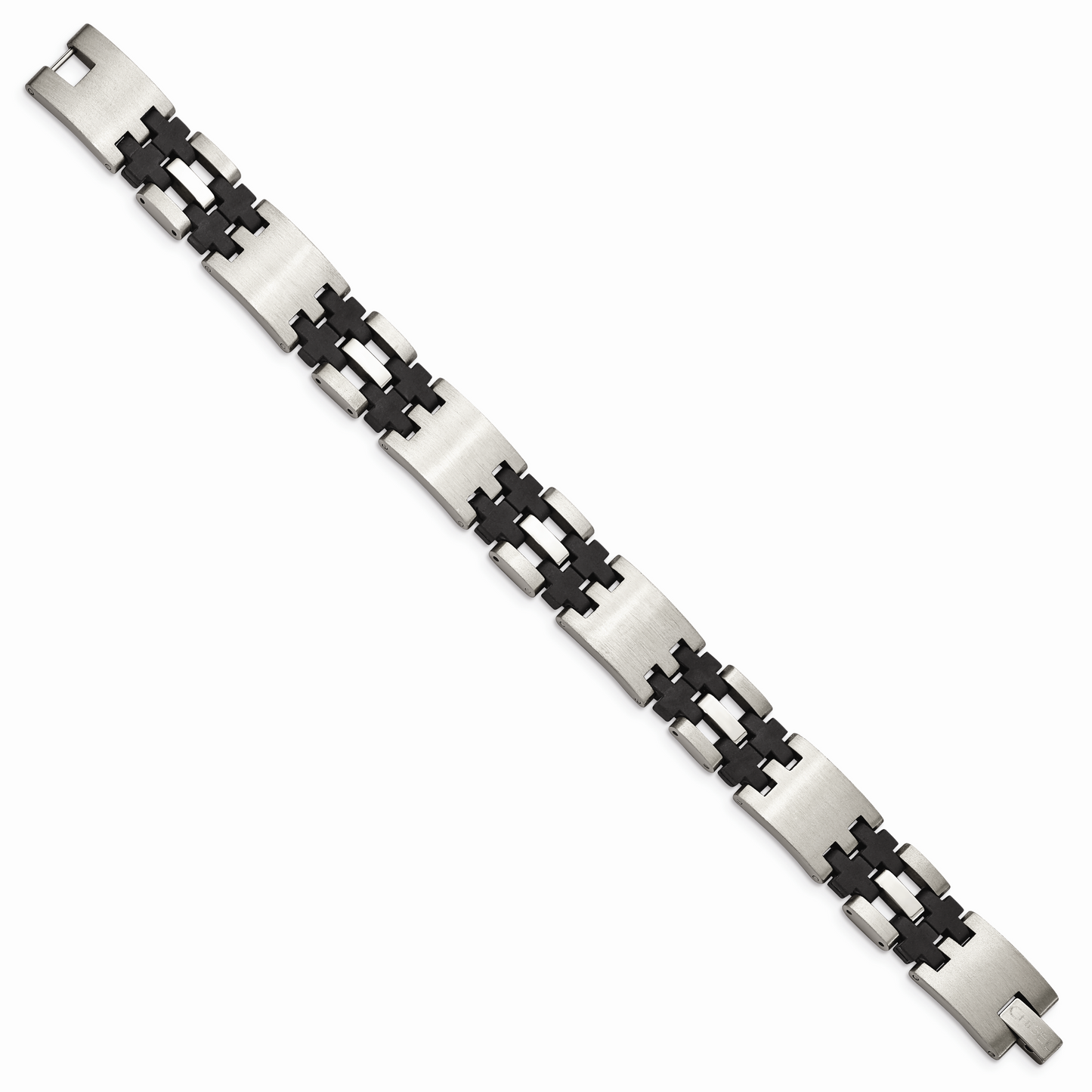 Chisel Brand Jewelry, Stainless Steel Black Rubber 8.75in Men's Bracelet