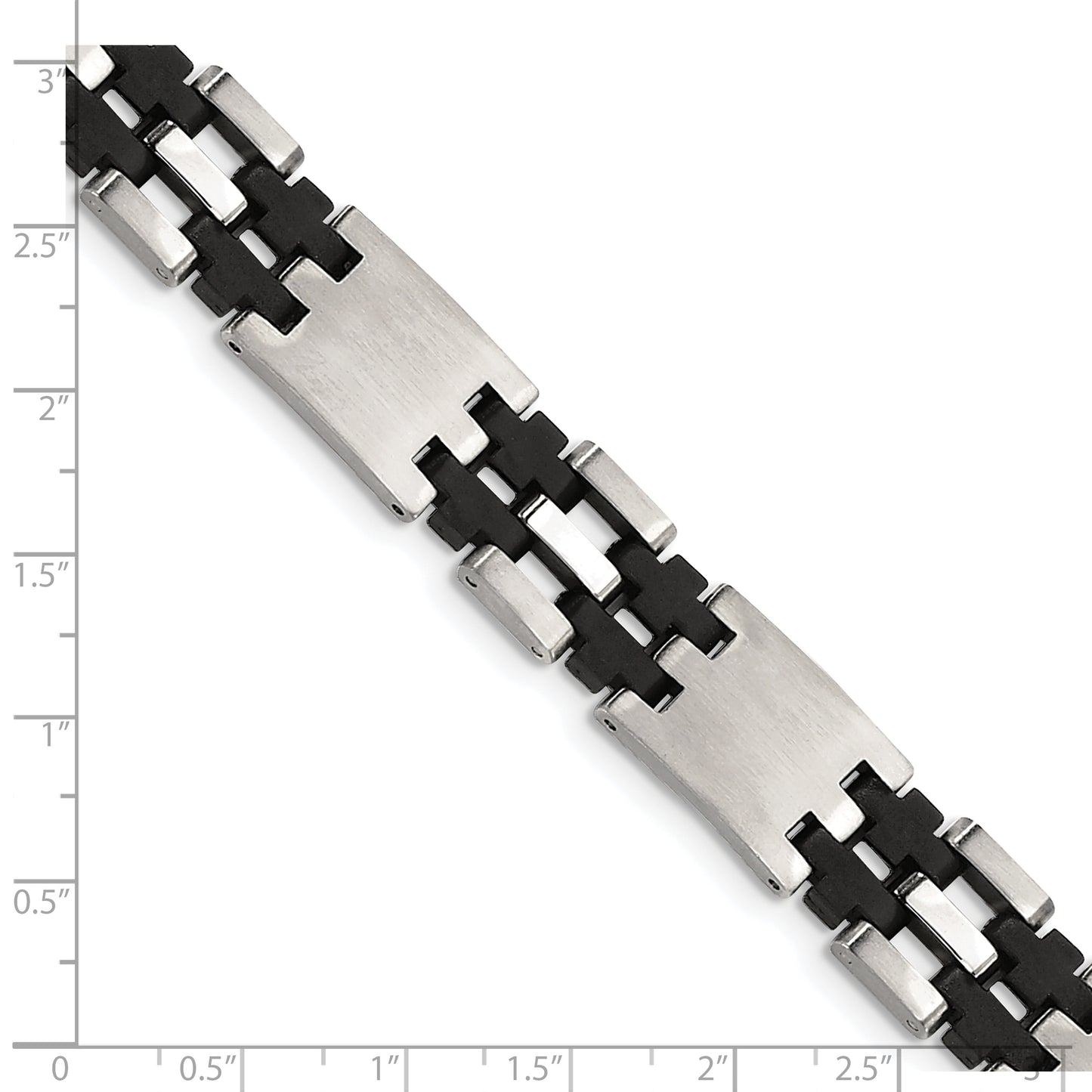 Chisel Brand Jewelry, Stainless Steel Black Rubber 8.75in Men's Bracelet