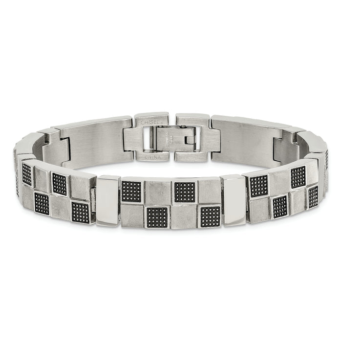 Chisel Brand Jewelry, Stainless Steel Antiqued Brushed and Polished Men's Bracelet
